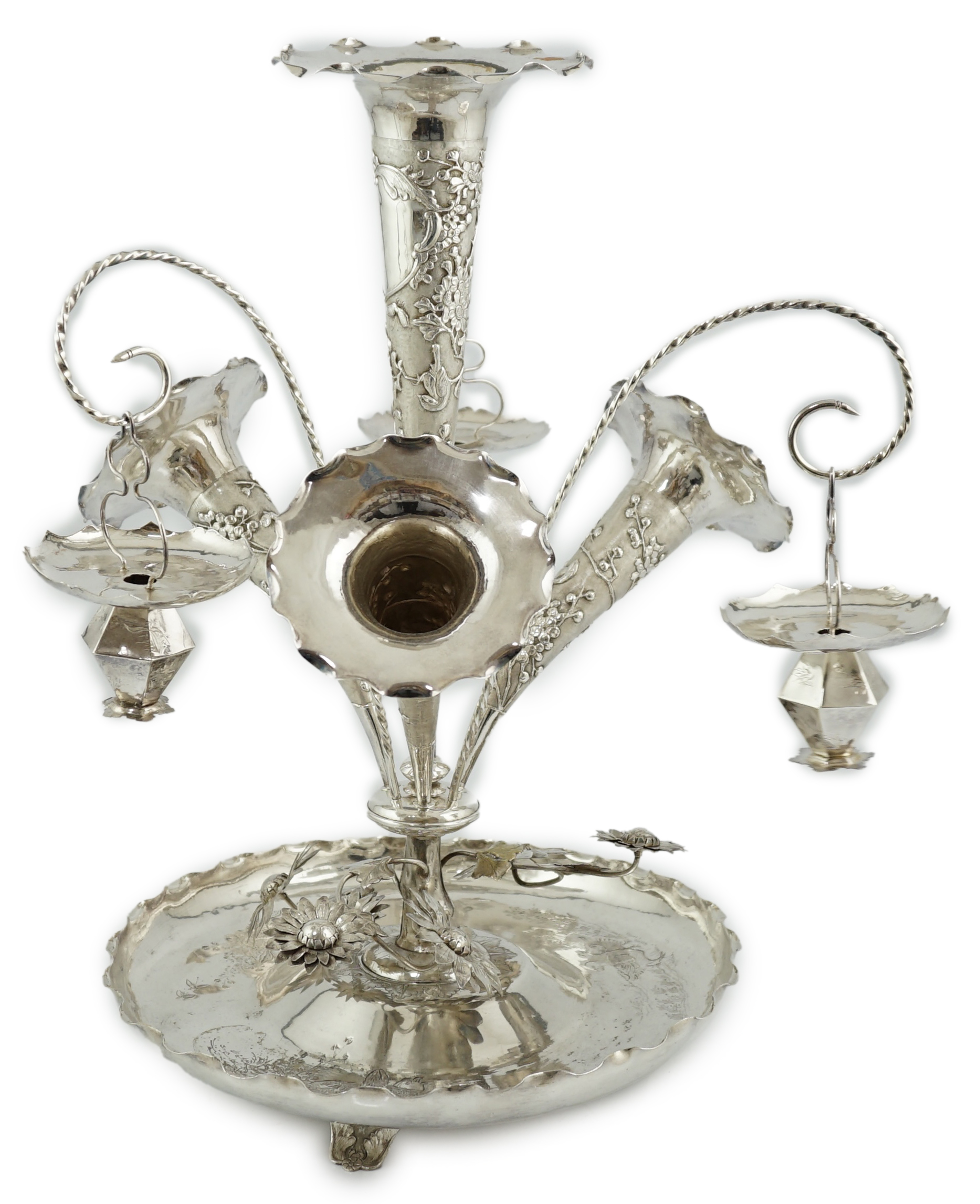 A large early 20th century Chinese silver epergne